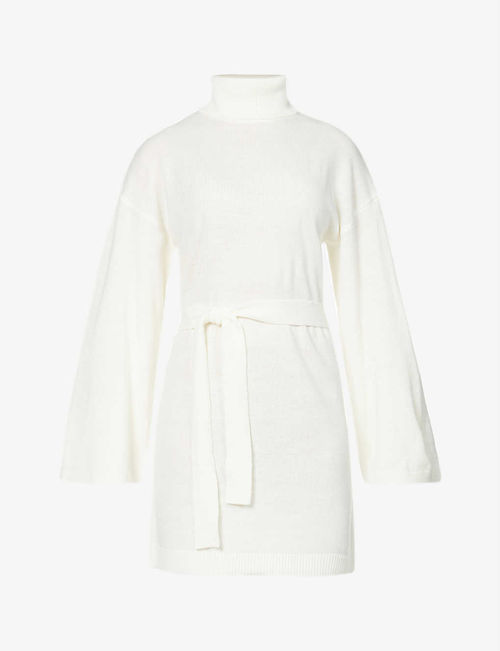 Jayda turtleneck belted woven...