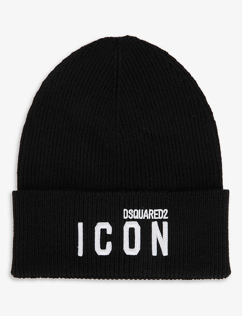 Icon logo-embroidered wool...