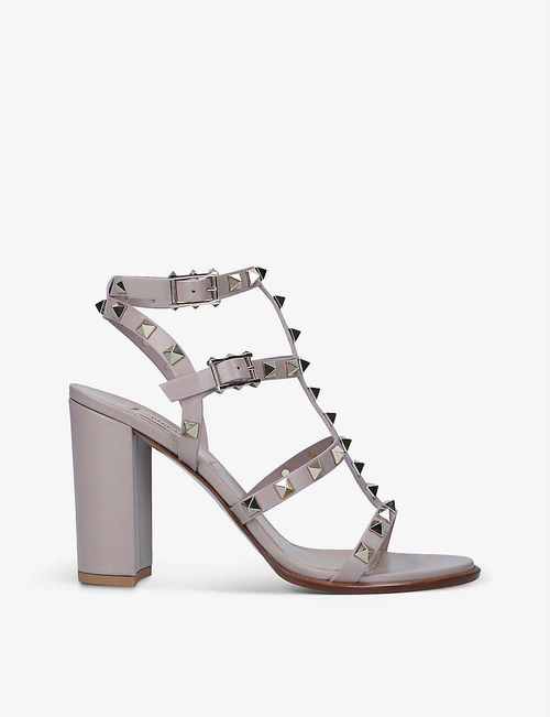 Rockstud open-toe leather...