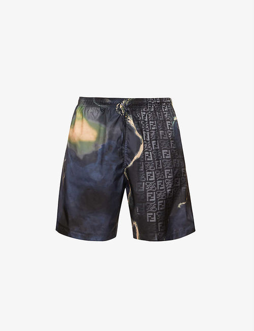 Earth logo-print swim shorts