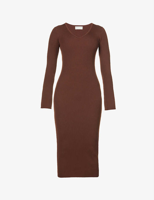 Lara V-neck woven midi dress