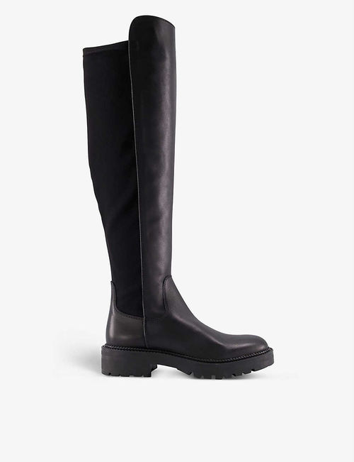 Stretch-panel knee-high boots