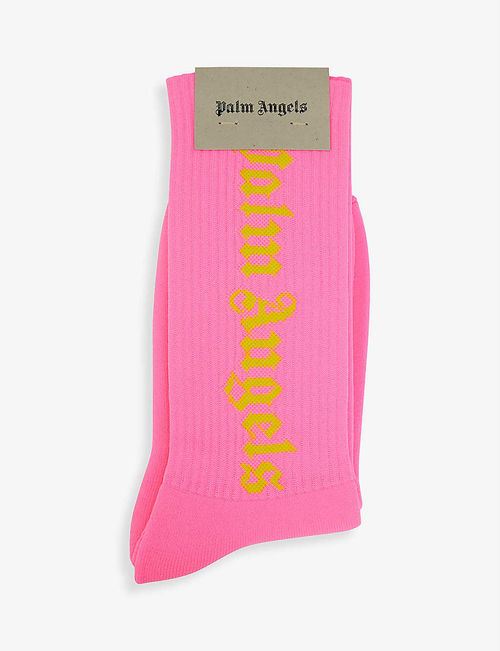 Logo-print stretch-woven socks