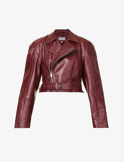 Kelly belted leather jacket