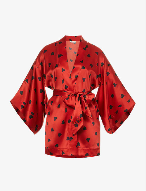 Hart heart-print silk kimono