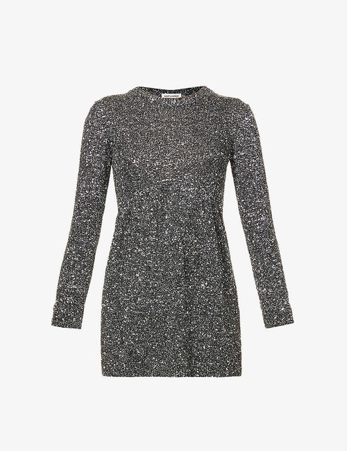 Sequined long-sleeved knitted...