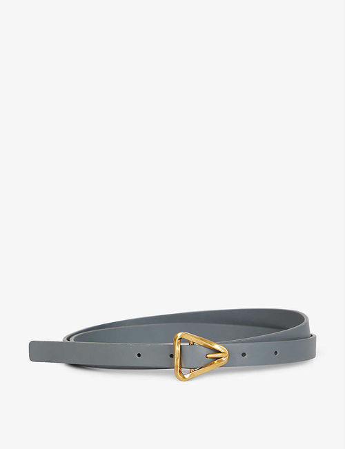 Triangle-buckle leather belt