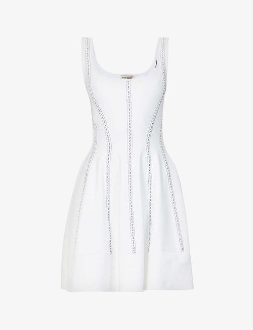 Scoop-neck stretch-woven mini...