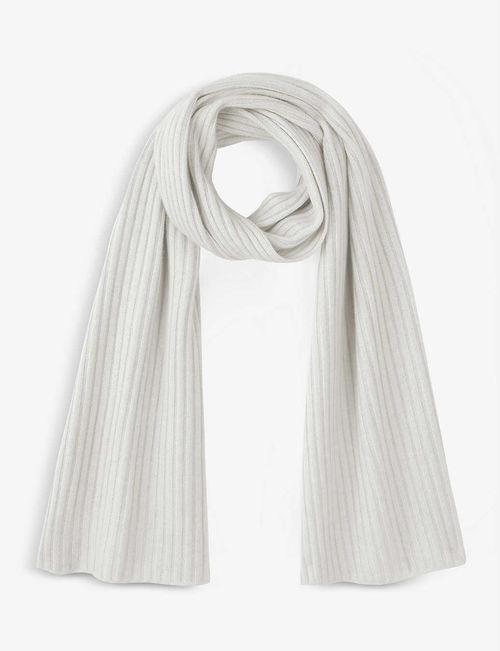 Ribbed-detail cashmere scarf