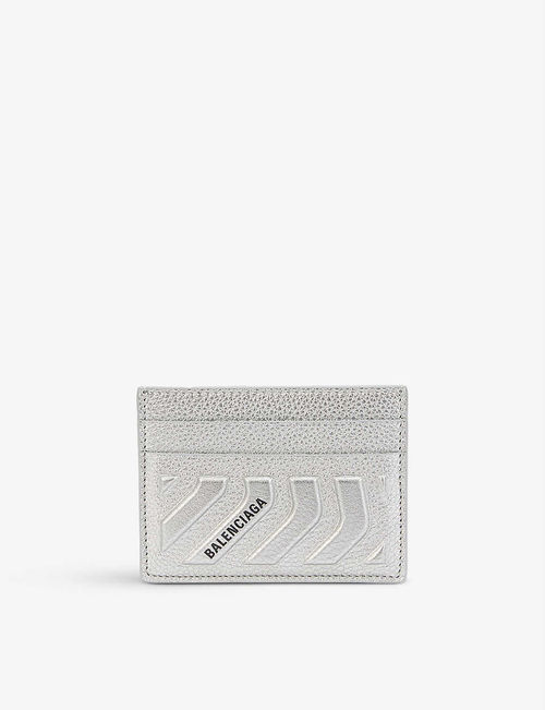 Brand-print leather cardholder