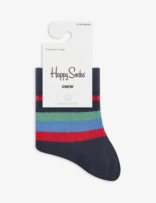 Striped cotton-blend socks...