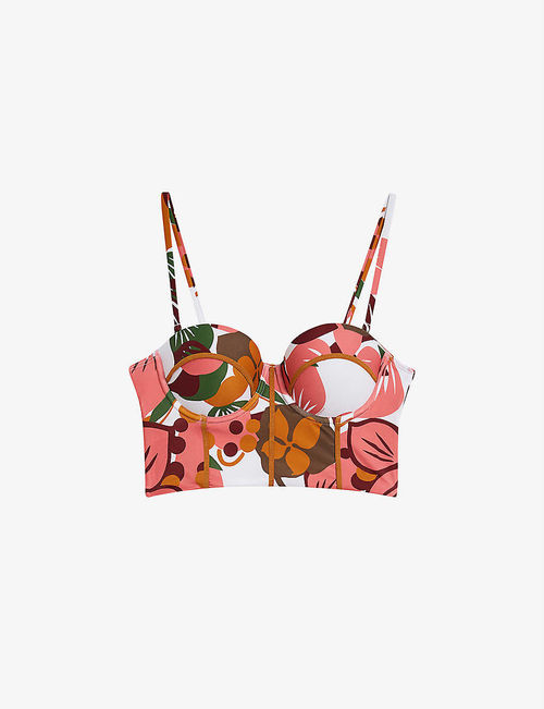 Luce floral-print bikini top