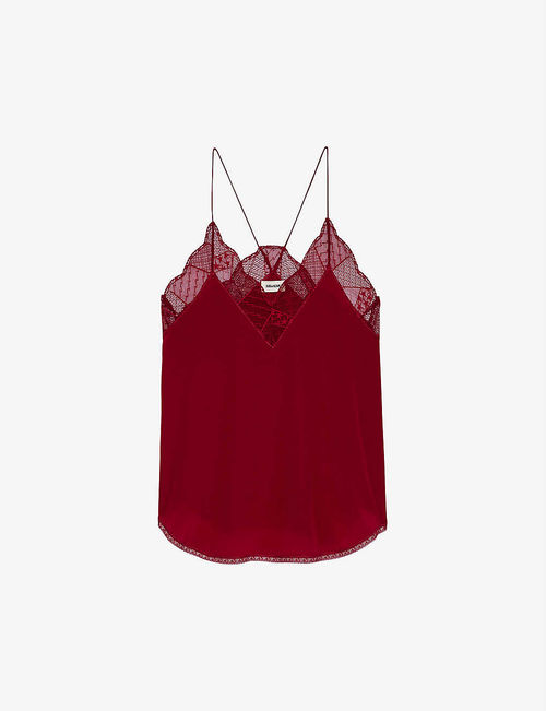 Christy V-neck silk-crepe top