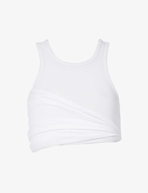 Draped stretch-jersey tank top