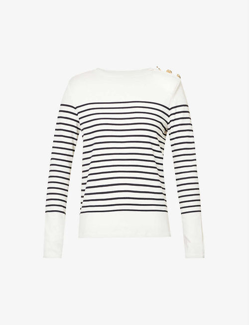 Striped long-sleeved...