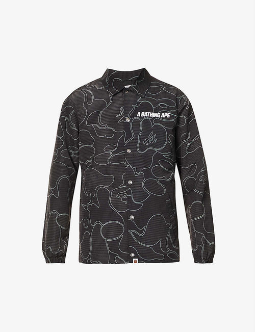 Camouflage-print shell jacket