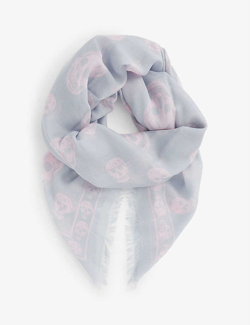 Biker skull-print woven scarf