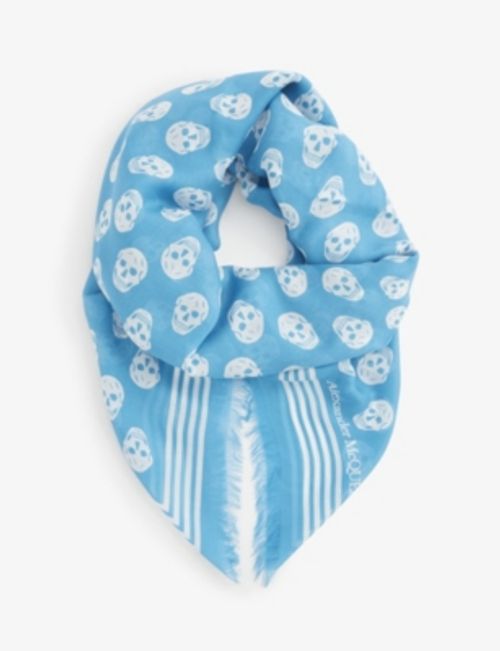 Biker skull-print woven scarf