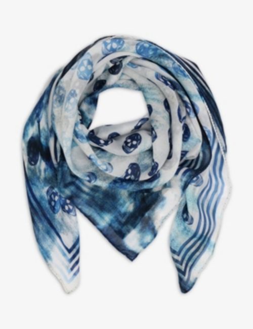 Biker skull-print woven scarf