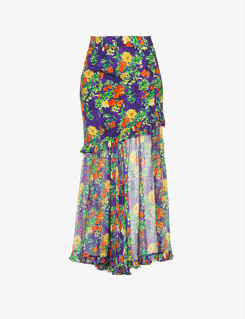 Adrienne floral-print silk...