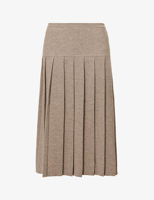 Pleat high-waist wool-blend...