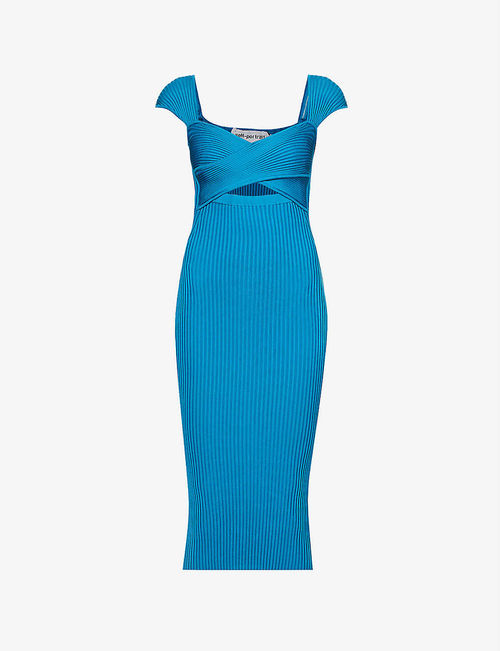 Wrap-over knitted midi dress