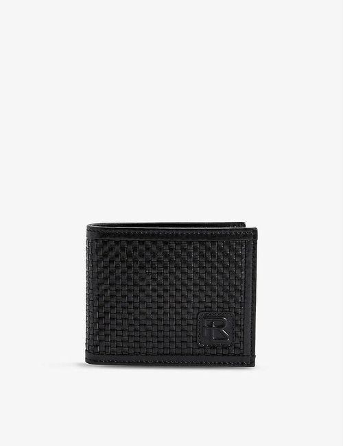 Woven billfold leather wallet