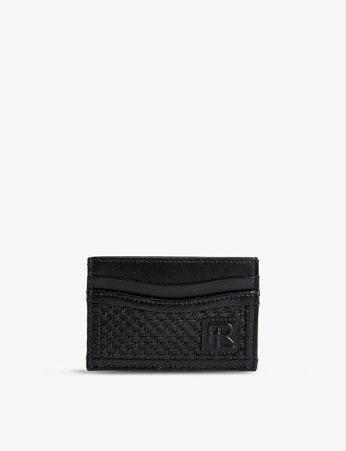 Woven leather card holder