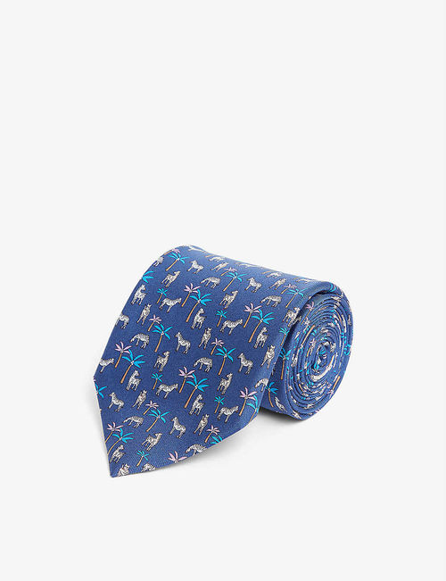 Arazzo animal-pattern silk tie