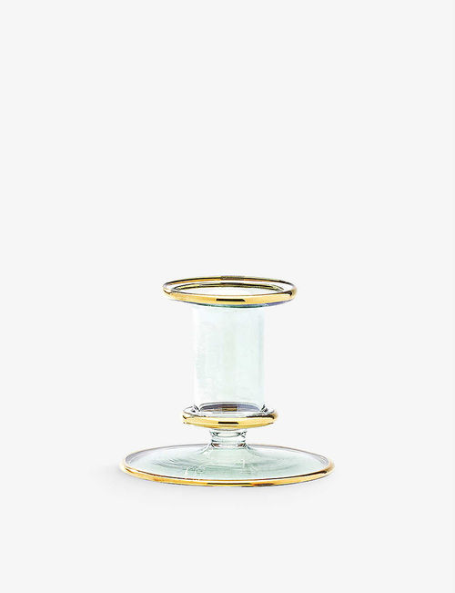 Metallic-trim glass candle...