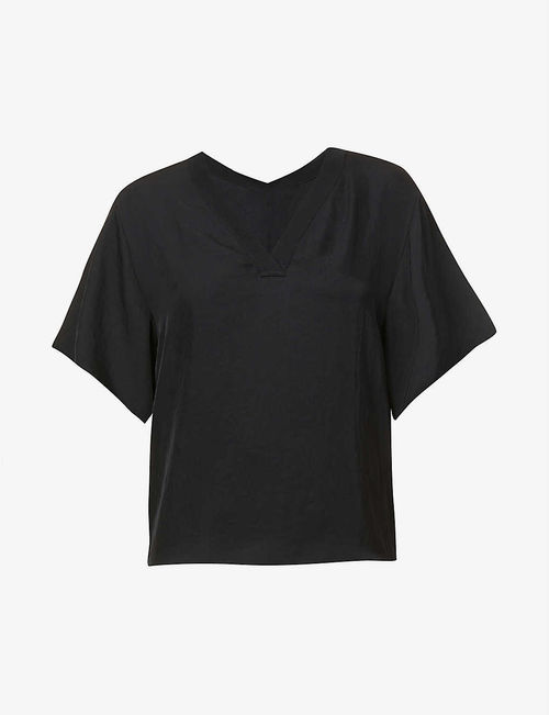 V-neck relaxed-fit woven top