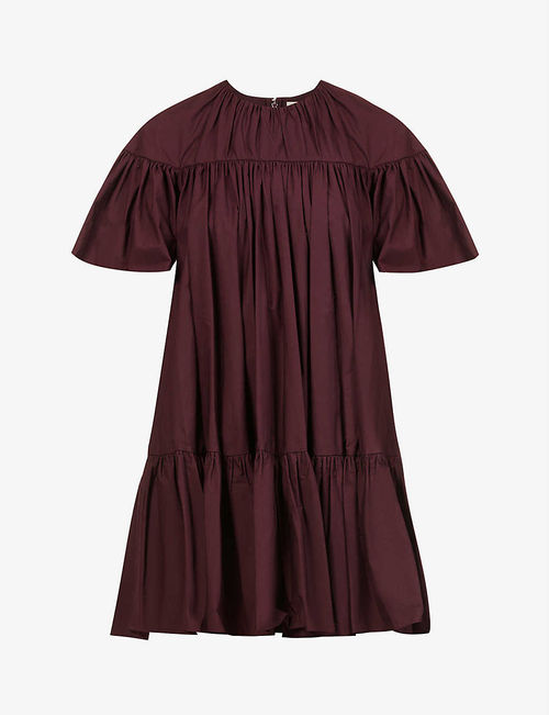 Zuri pleated puff-sleeve...