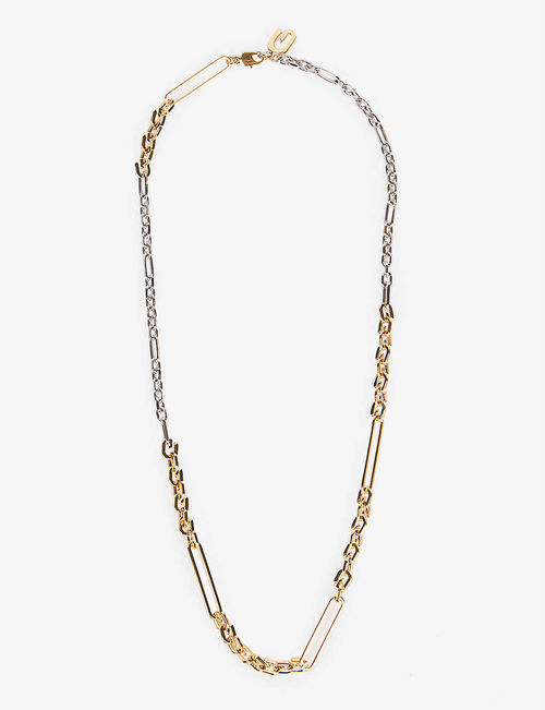 Mixed-link brass necklace