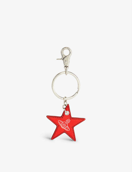 Orb-embossed star leather...