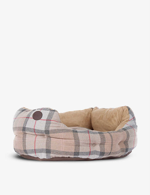 Tartan-print woven dog bed...