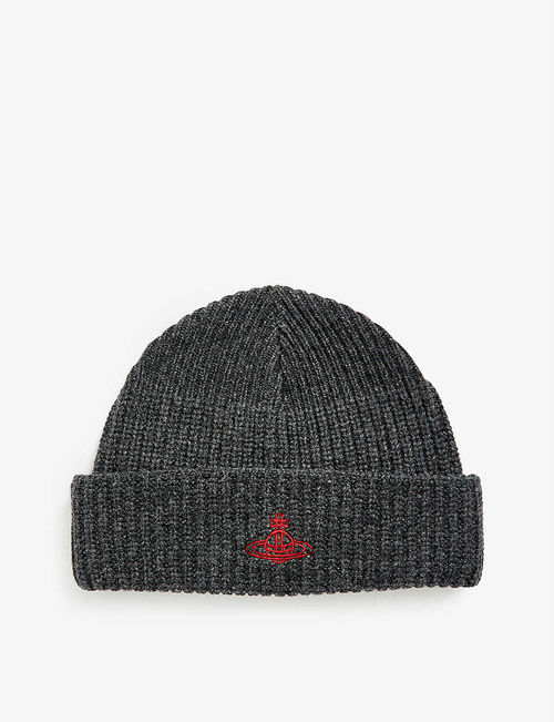 Logo-embroidered sporty wool...