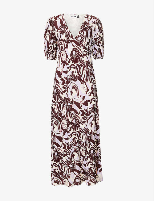 Poppy floral-print crepe midi...