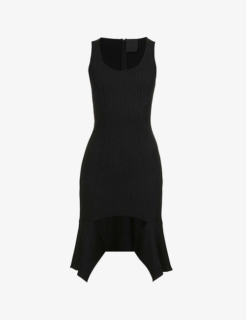 Panelled wool-blend midi dress