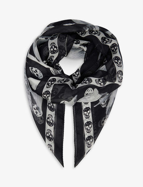 Skull Bellflower silk scarf