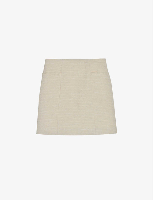 High-waist tweed mini skirt