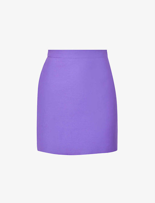 Woven wool-blend mini skirt