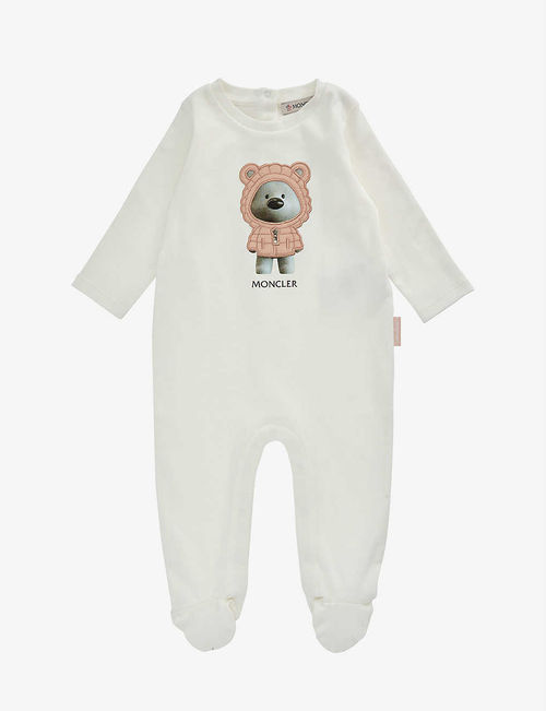 Bear-print cotton sleepsuit...