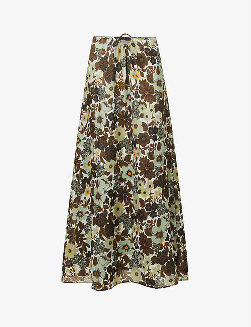 Con floral-print crepe maxi...