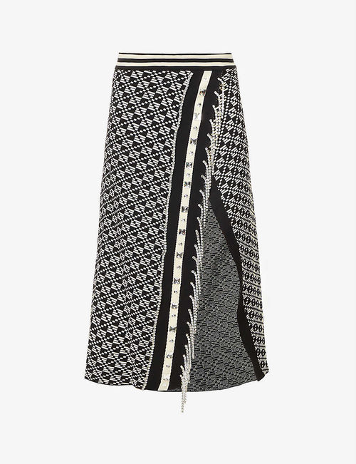 Shin geometric-print knitted...