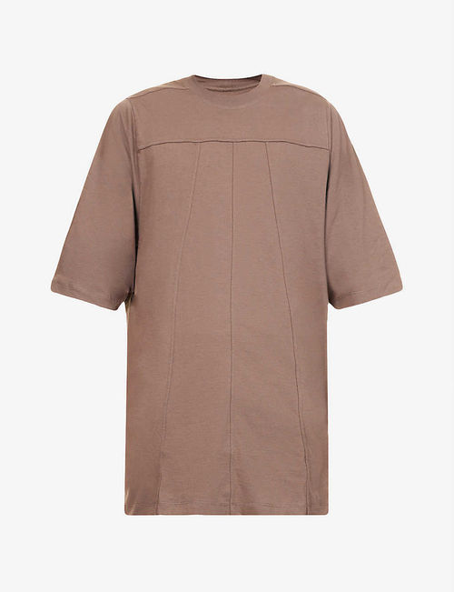 Grid exposed-stitch cotton-jersey T-shirt