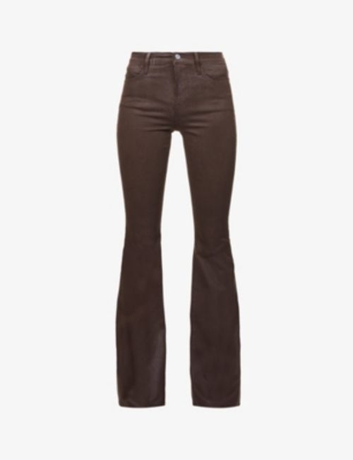 Coated High Waisted Flared Jeans