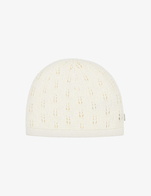 Pointelle cotton-knit hat...