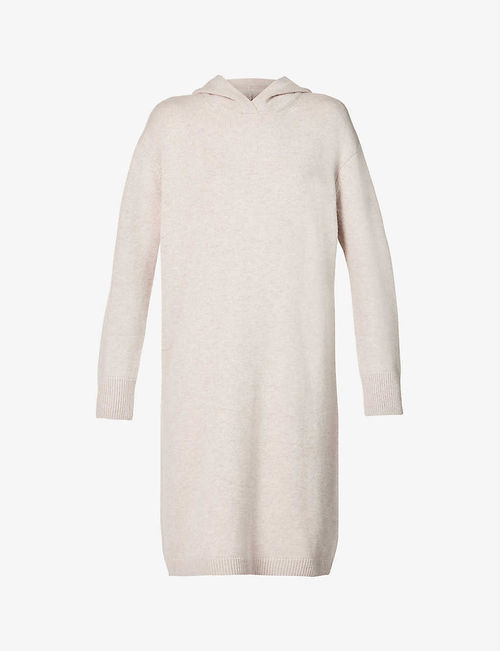 Hooded wool-blend midi dress