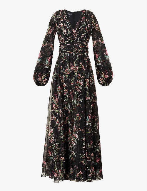 Floral-print silk-crepe maxi...