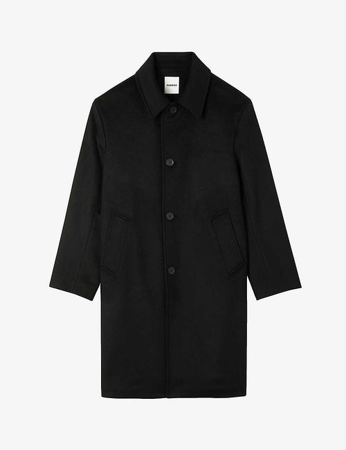 Button-down wool-blend coat